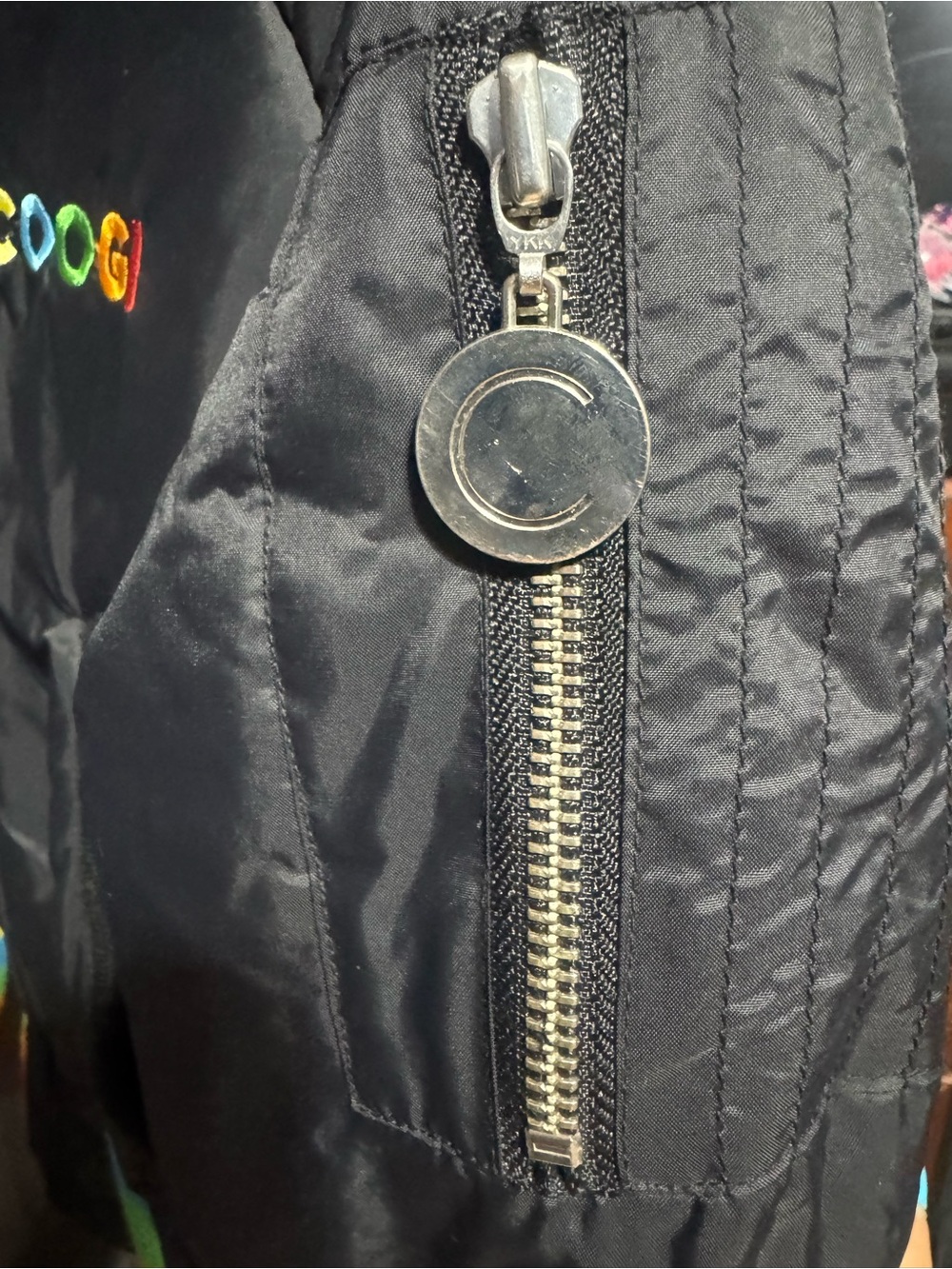 COOGI Y2K Black Puffer Jacket with Rainbow Trim1 - Picture 5 of 6